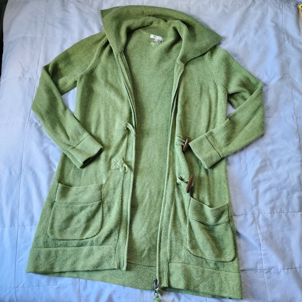 Tyler Boe Cotton Wool Blend Long Line Zipper Front Cardigan Sweater - Picture 5 of 16